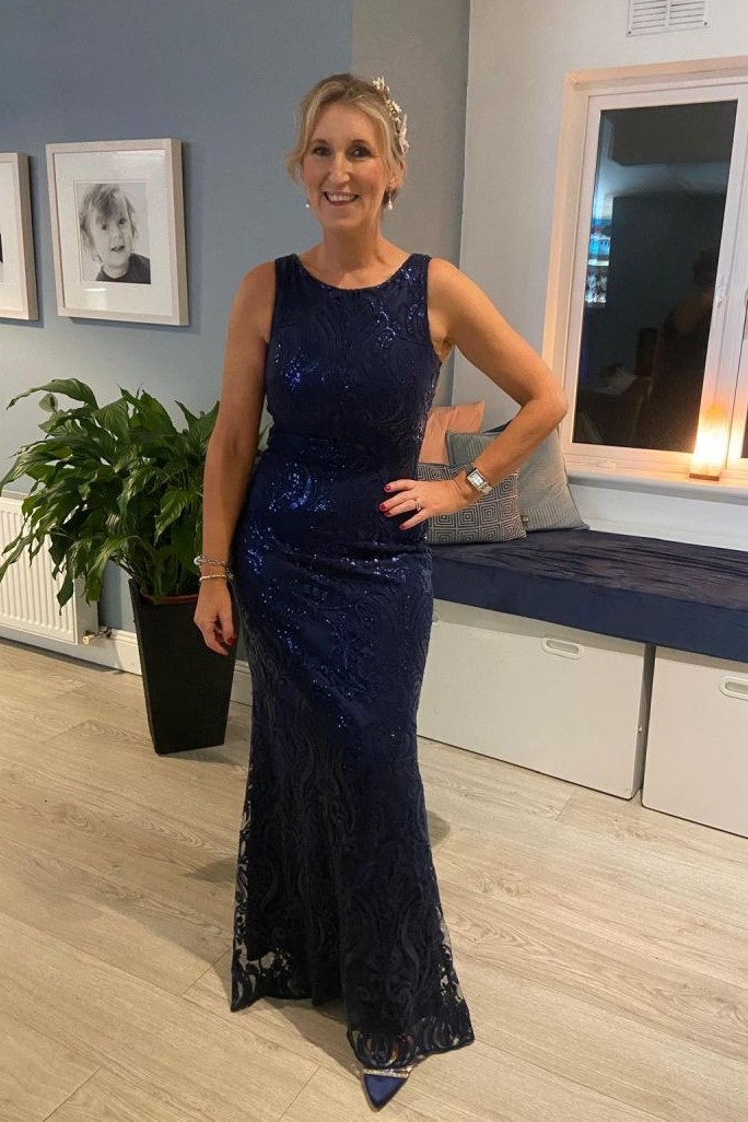 Jill O'Meara at the County Kildare Chamber Awards in a navy sequin dress
