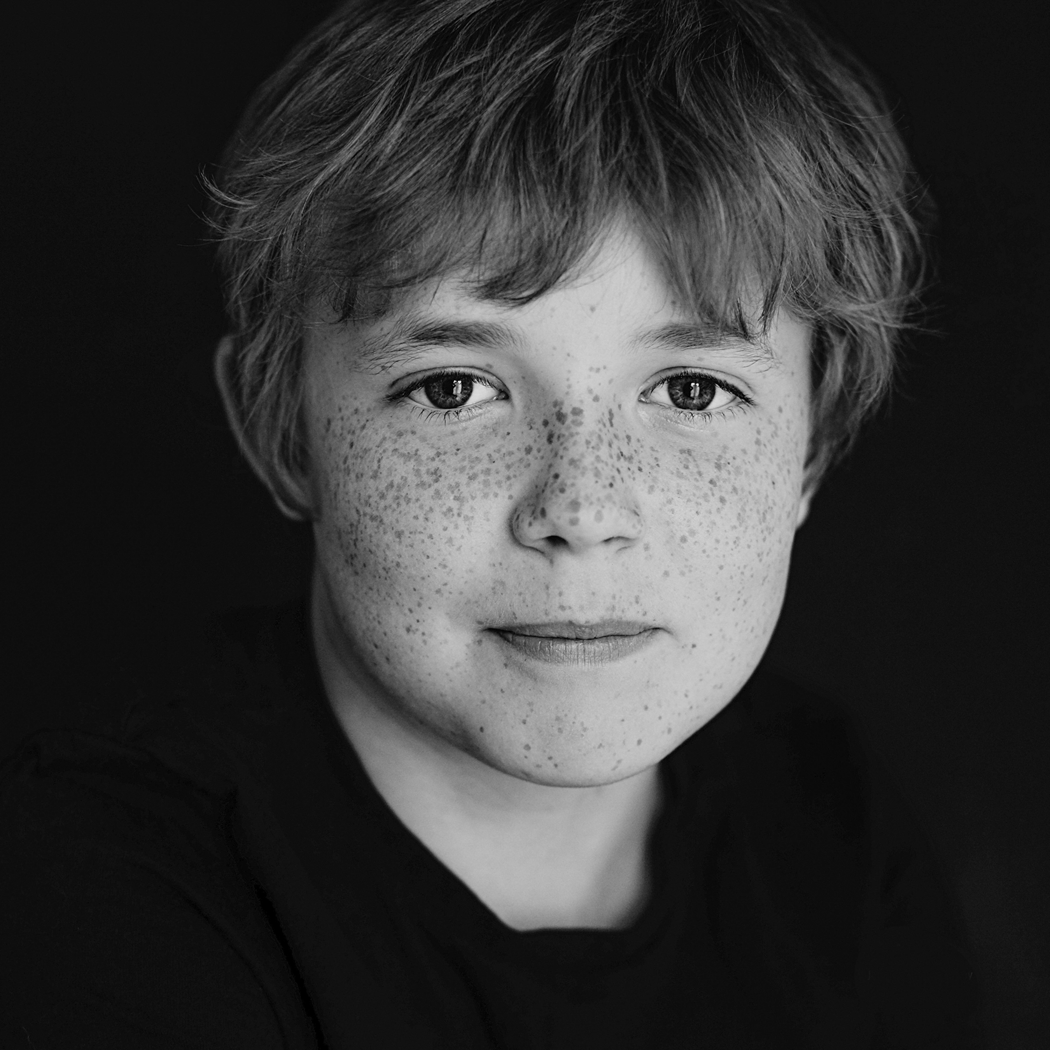 Black and white portrait of a boy by Jill O'Meara, Meath Ireland