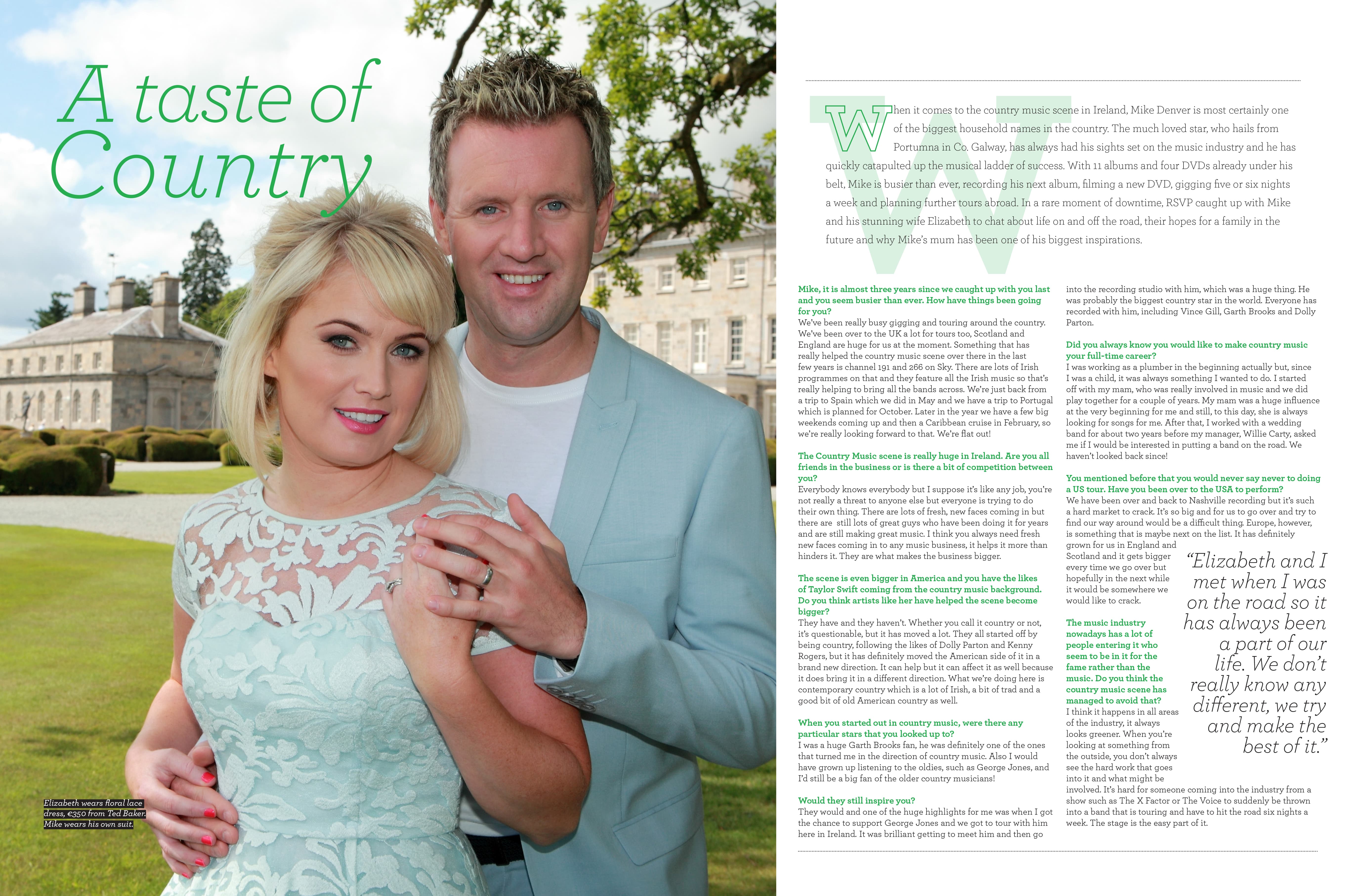 RSVP Magazine September feature 'A Taste of Country', Mike & Elizabeth Denver photographed by Jill O'Meara