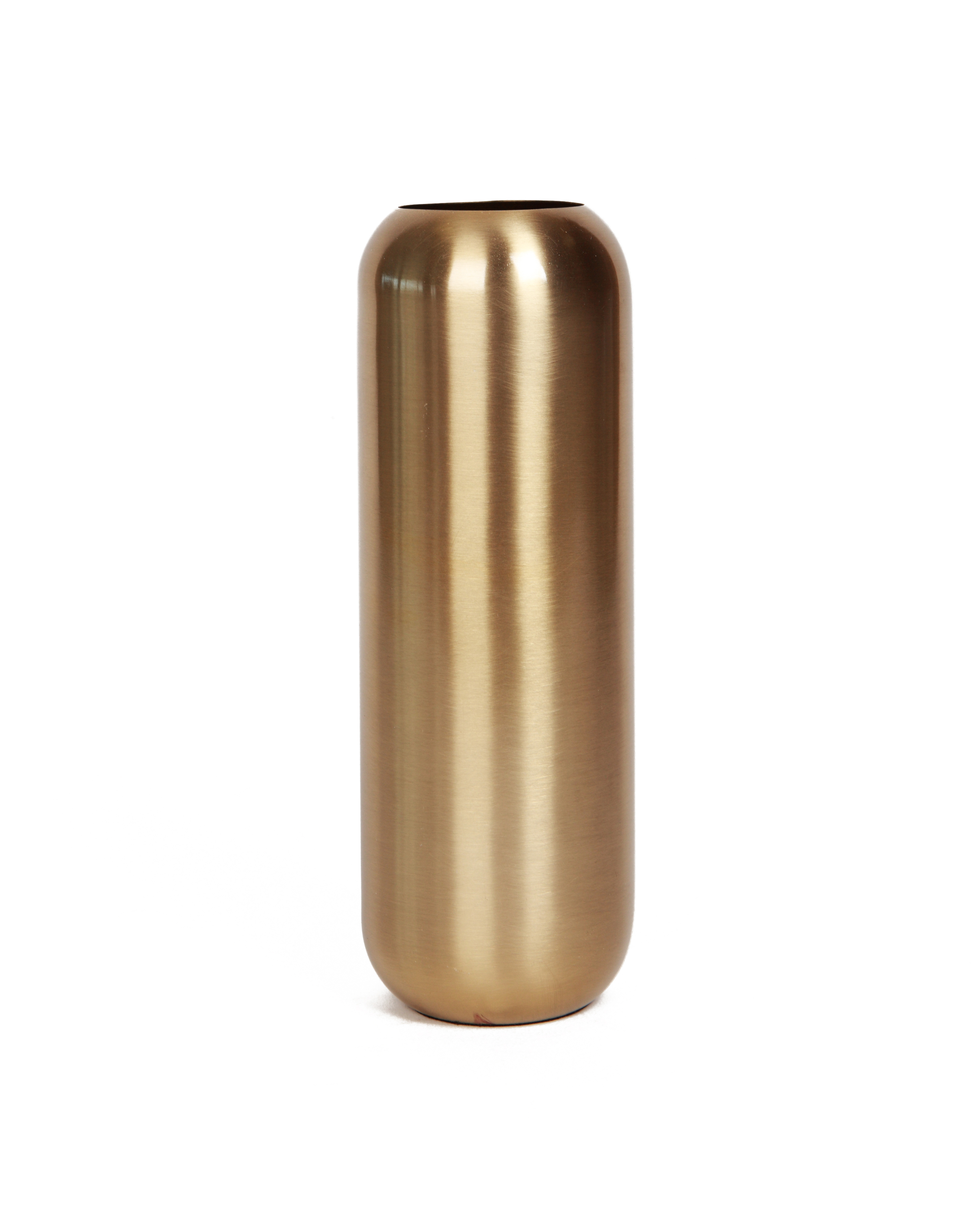 Brushed bronze metal vase product photography